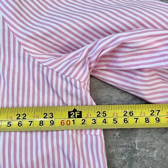 Princess Polly Chloe Button Down Poplin Shirt Long Sleeve Pink Stripe Size 12 - Picture 6 of 7